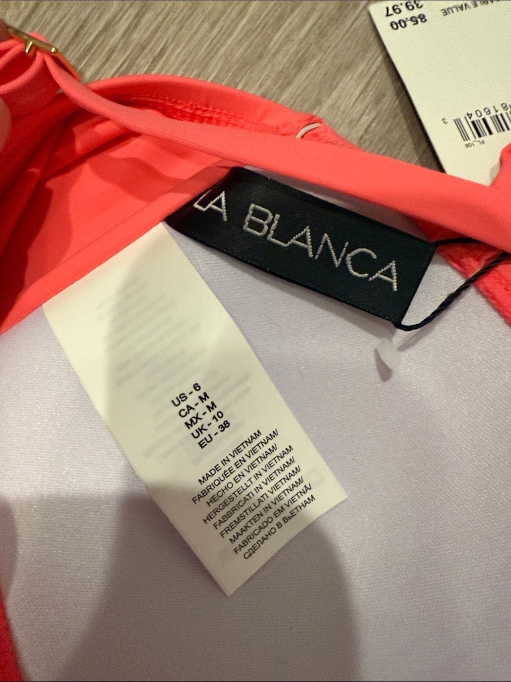 La Blanca Island Goddess Twist Adjustable Bandeau Swim Bikini Top - Coral Reef 6 - Picture 5 of 5